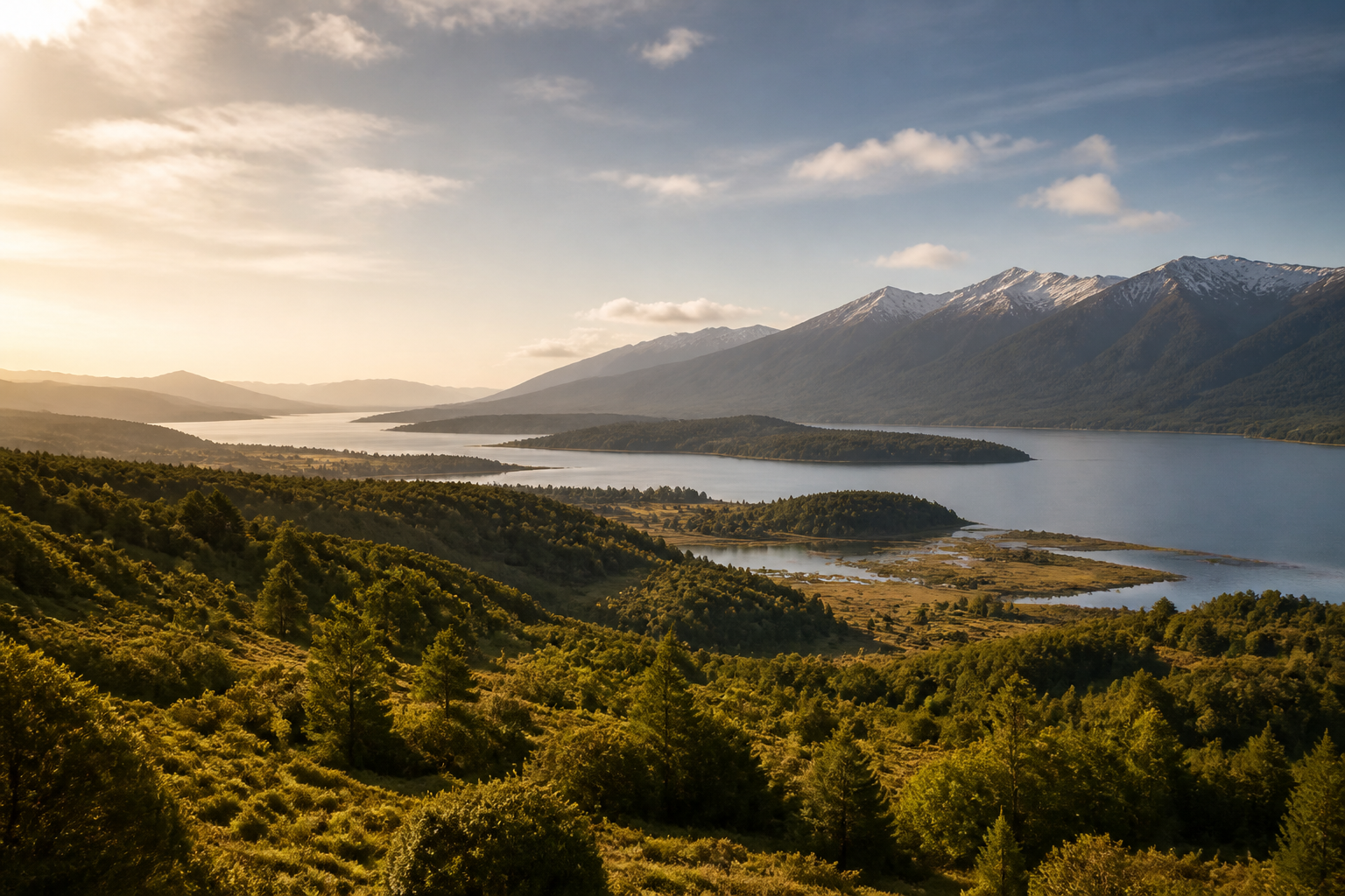 Southern Chile mountain and lake landscape